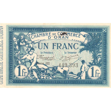 Algérie - Oran 141-20 - 1 franc - Série III - 1918 - Etat : SUP