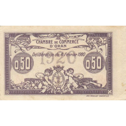 Algérie - Oran 141-22 - 50 centimes - Série IV - 04/02/1920 - Etat : TTB+