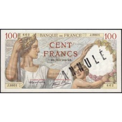 F 26-25 - 14/03/1940 - 100 francs - Sully - Série J.8801 - Annulé - Etat : SUP