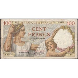 F 26-27 - 18/04/1940 - 100 francs - Sully - Série V.9925 - Etat : TB-