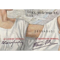 F 26-29 - 16/05/1940 - 100 francs - Sully - Série W.10558 (remplacement) - Etat : SUP