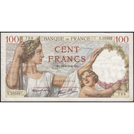F 26-29 - 16/05/1940 - 100 francs - Sully - Série S.10582 - Etat : TTB