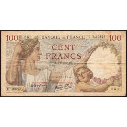 F 26-35 - 08/08/1940 - 100 francs - Sully - Série E.13826 - Etat : TB-