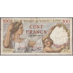 F 26-43 - 19/12/1940 - 100 francs - Sully - Série K.17312 - Etat : TB-