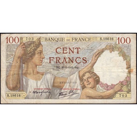 F 26-45 - 30/01/1941 - 100 francs - Sully - Série S.18616 - Etat : TB-