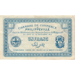 Algérie - Philippeville 142-6 - 1 franc - 10/11/1914 - Etat : TTB+