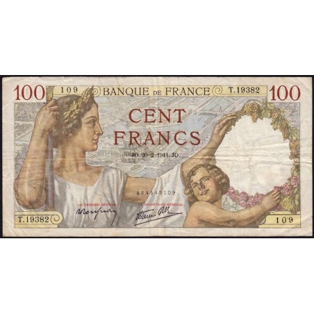 F 26-47 - 20/02/1941 - 100 francs - Sully - Série T.19382 - Etat : TB