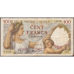 F 26-49 - 03/04/1941 - 100 francs - Sully - Série V.20192 - Etat : TB-