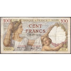 F 26-51 - 30/04/1941 - 100 francs - Sully - Série N.21370 - Etat : TB-