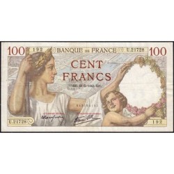 F 26-52 - 21/05/1941 - 100 francs - Sully - Série U.21728 - Etat : TB+
