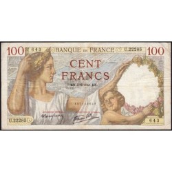 F 26-53 - 05/06/1941 - 100 francs - Sully - Série U.22285 - Etat : TB