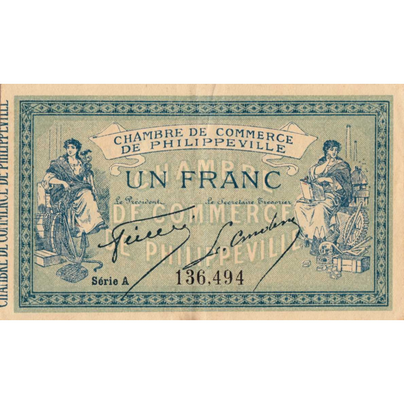 Algérie - Philippeville 142-7 - 1 franc - Série A - 10/11/1914 - Etat : TTB