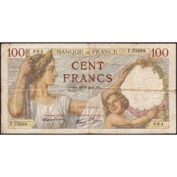 F 26-56 - 31/07/1941 - 100 francs - Sully - Série F.23569 - Etat : B+