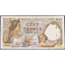 F 26-60 - 06/11/1941 - 100 francs - Sully - Série G.25488 - Etat : TB-