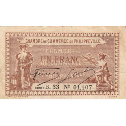 Algérie - Philippeville 142-9 - 1 franc - Série B.33 - 29/12/1917 - Etat : TB+