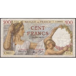 F 26-62 - 04/12/1941 - 100 francs - Sully - Série E.26631 - Etat : TB