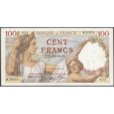 F 26-49 - 03/04/1941 - 100 francs - Sully - Série M.20274 - Etat : SUP+