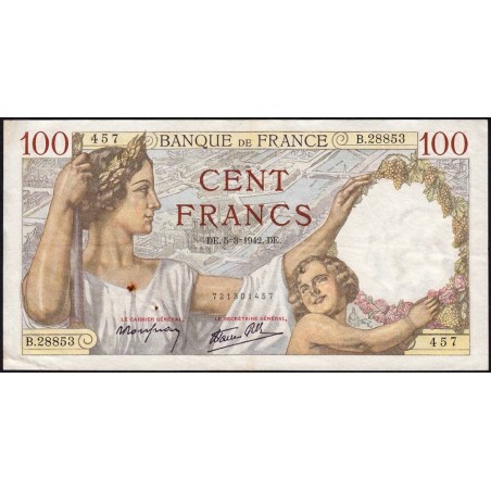 F 26-67 - 05/03/1942 - 100 francs - Sully - Série B.28853 - Etat : TTB-