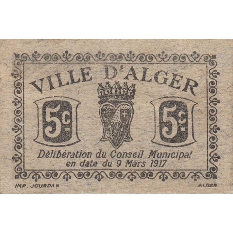 Algérie - Alger 5b - 5 centimes - 09/03/1917 - Etat : TTB+