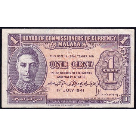 Malaisie Britannique - Pick 6 - 1 cent - 01/07/1941 - Etat : TTB