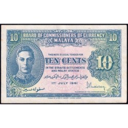 Malaisie Britannique - Pick 8_1 - 10 cents - Sans série - 01/07/1941 - Etat : SUP+