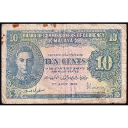 Malaisie Britannique - Pick 8_1 - 10 cents - Sans série - 01/07/1941 - Etat : TB-