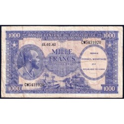 Congo (Kinshasa) - Pick 2a - 1'000 francs - Série CM - 15/02/1962 - Etat : TB-