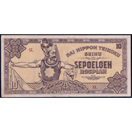 Indes Néerlandaises - Gouv. Japonais - Pick 131a - 10 roepiah - Série SL - 1944 - Etat : TTB+