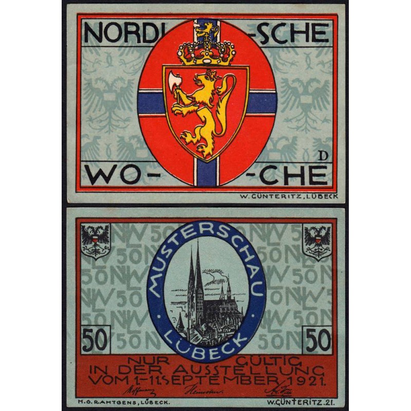 Allemagne - Notgeld - Lübeck - 50 pfennig - Série D - 01/09/1921 - Etat : SPL