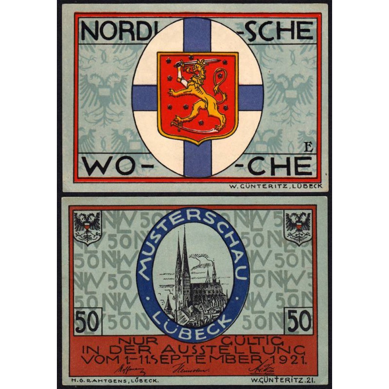 Allemagne - Notgeld - Lübeck - 50 pfennig - Série E - 01/09/1921 - Etat : SPL
