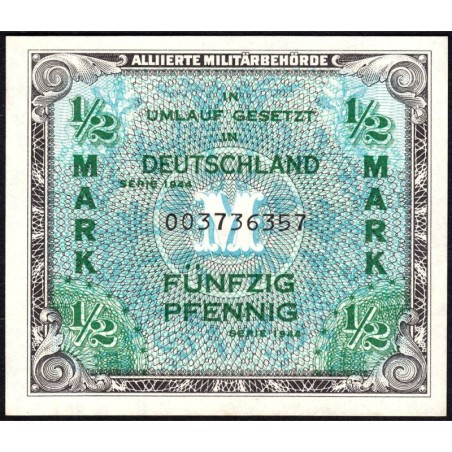 Allemagne - Occupation alliée - Pick 191a - 1/2 mark - 1944 - Etat : NEUF