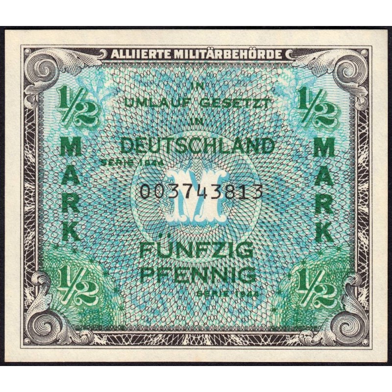 Allemagne - Occupation alliée - Pick 191a - 1/2 mark - 1944 - Etat : NEUF