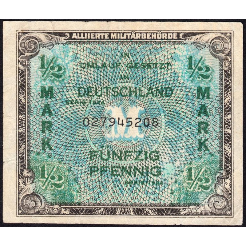 Allemagne - Occupation alliée - Pick 191a - 1/2 mark - 1944 - Etat : TB