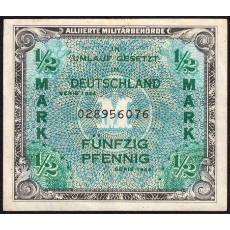 Allemagne - Occupation alliée - Pick 191a - 1/2 mark - 1944 - Etat : TTB-