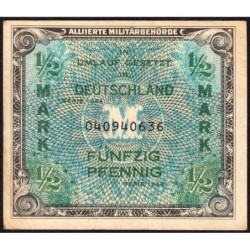 Allemagne - Occupation alliée - Pick 191a - 1/2 mark - 1944 - Etat : TTB