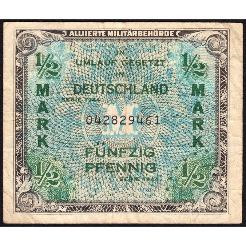 Allemagne - Occupation alliée - Pick 191a - 1/2 mark - 1944 - Etat : TB