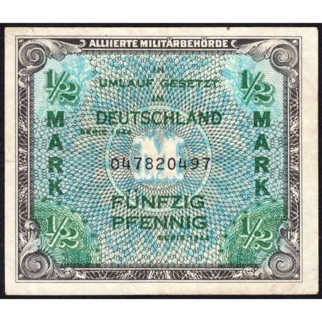 Allemagne - Occupation alliée - Pick 191a - 1/2 mark - 1944 - Etat : TTB