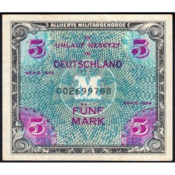 Allemagne - Occupation alliée - Pick 193a - 5 mark - 1944 - Etat : SUP+