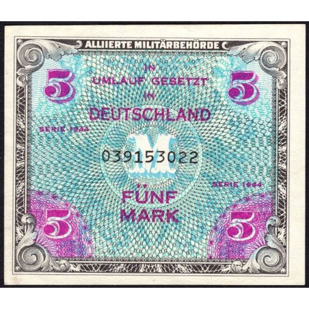 Allemagne - Occupation alliée - Pick 193a - 5 mark - 1944 - Etat : SUP+