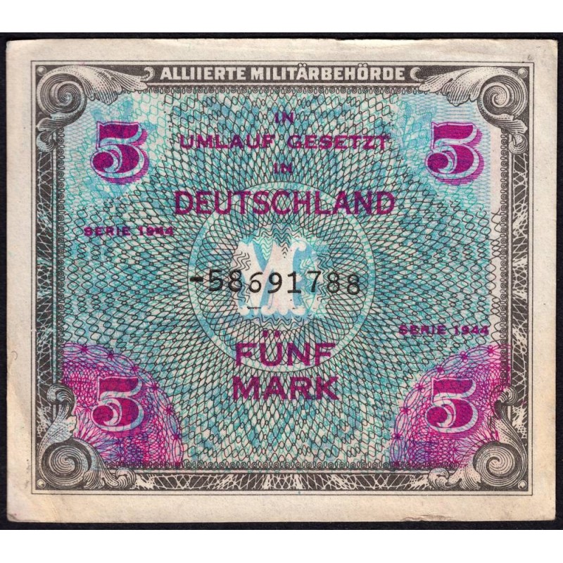 Allemagne - Occupation soviétique - Pick 193d - 5 mark - 1944 - Etat : TTB