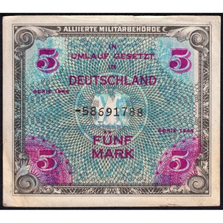 Allemagne - Occupation soviétique - Pick 193d - 5 mark - 1944 - Etat : TTB