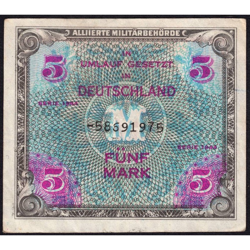 Allemagne - Occupation soviétique - Pick 193d - 5 mark - 1944 - Etat : TTB