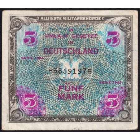 Allemagne - Occupation soviétique - Pick 193d - 5 mark - 1944 - Etat : TTB