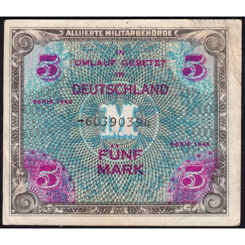 Allemagne - Occupation soviétique - Pick 193d - 5 mark - 1944 - Etat : TTB