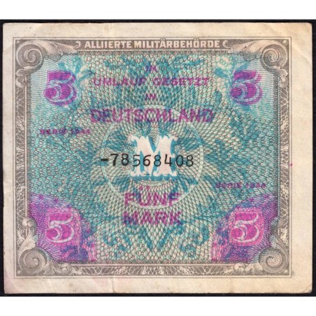 Allemagne - Occupation soviétique - Pick 193d - 5 mark - 1944 - Etat : TB+