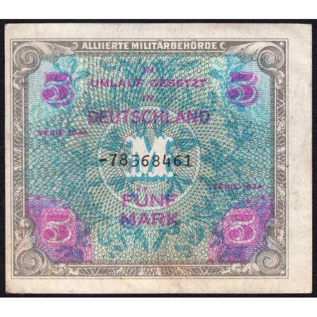 Allemagne - Occupation soviétique - Pick 193d - 5 mark - 1944 - Etat : TTB-