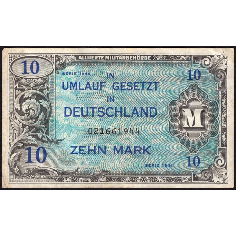 Allemagne - Occupation alliée - Pick 194a - 10 mark - 1944 - Etat : TB+