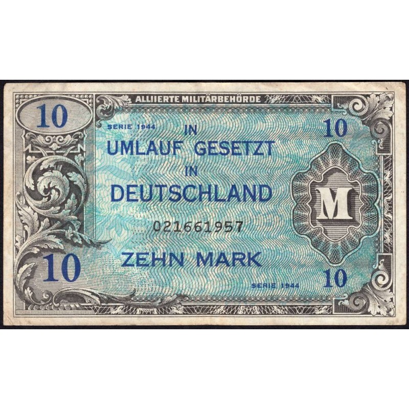 Allemagne - Occupation alliée - Pick 194a - 10 mark - 1944 - Etat : TB+