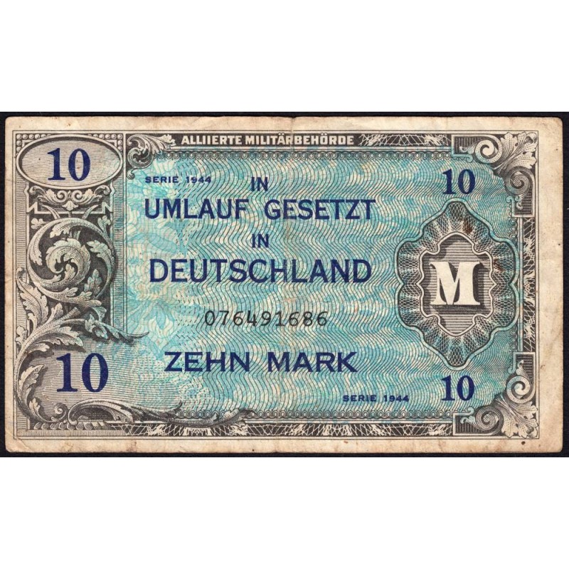 Allemagne - Occupation alliée - Pick 194a - 10 mark - 1944 - Etat : TB-