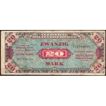 Allemagne - Occupation alliée - Pick 195a - 20 mark - 1944 - Etat : TB